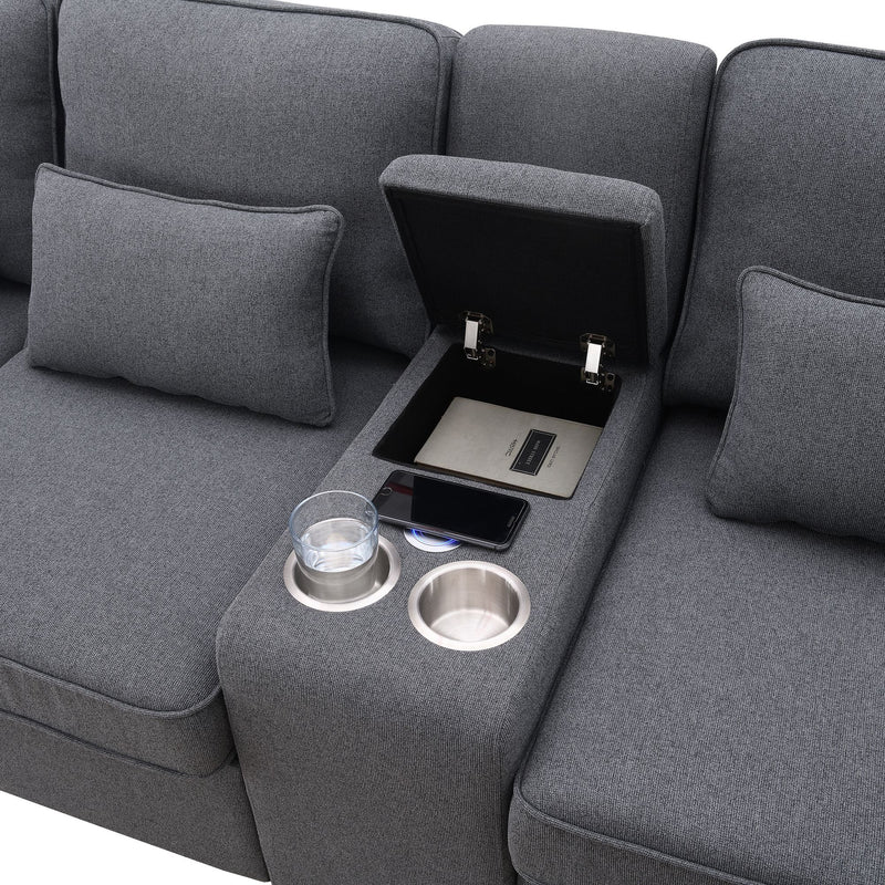 Upholstered Sofa with Console