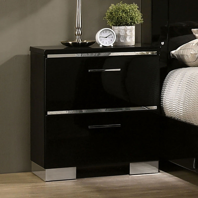 Contemporary Nightstand High Gloss Lacquer Coating Chrome