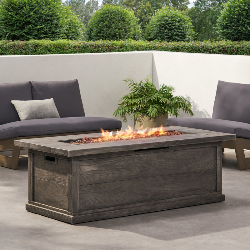 56'' WOOD RECTANGULAR MGO FIRE TABLE