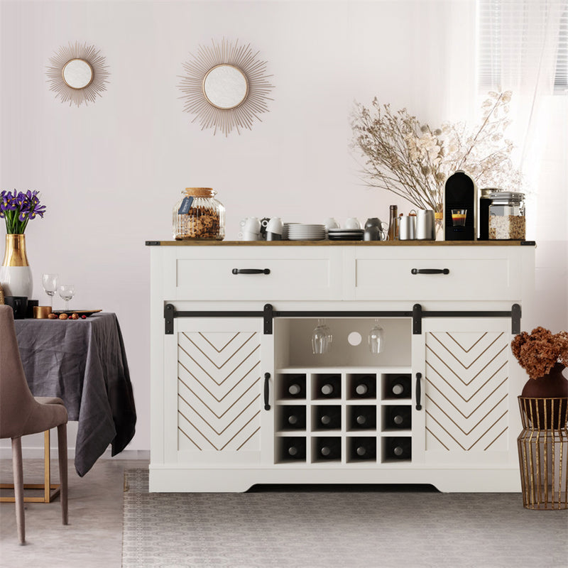 Barn Door Bar White Sideboard Storage