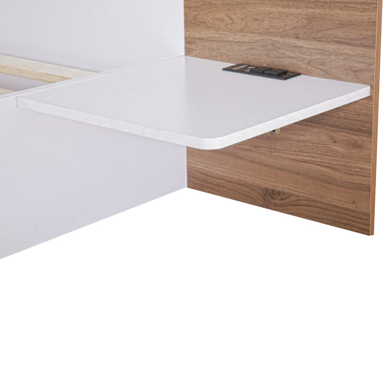 Queen Size Platform Bed with Headboard, Drawers, Shelves, USB Ports and Sockets