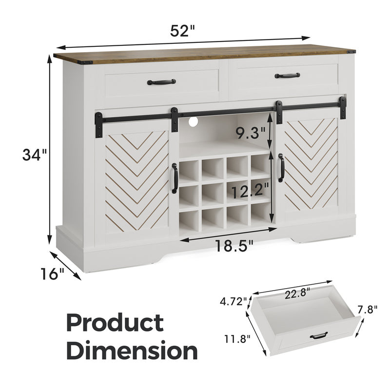 Barn Door Bar White Sideboard Storage