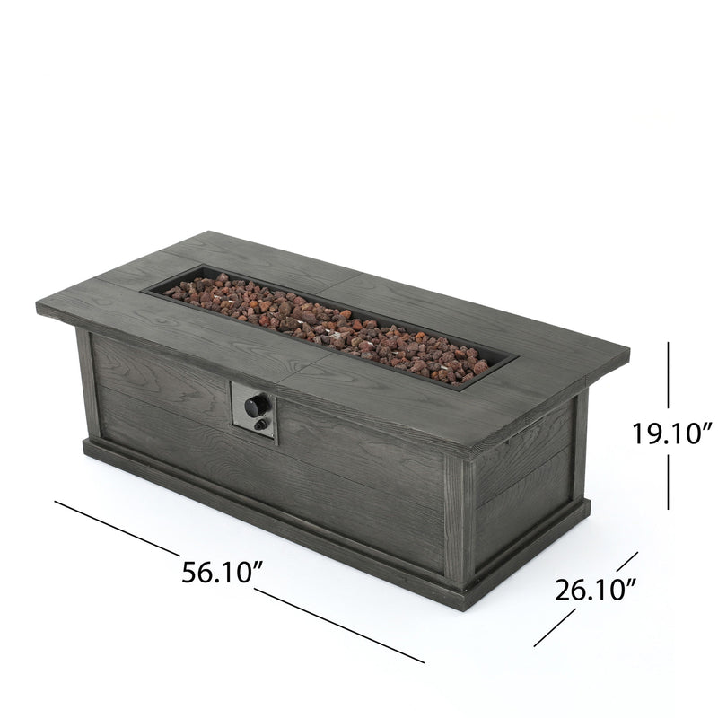 56'' WOOD RECTANGULAR MGO FIRE TABLE