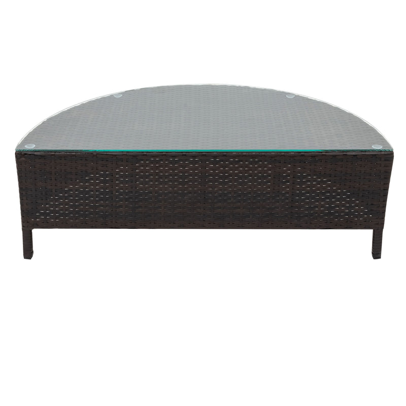 Wicker Sofa with Tempered Glass Table