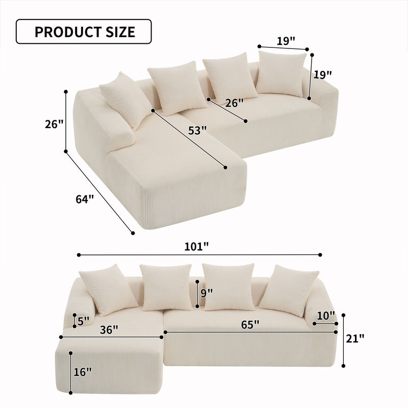 White Compression Sofa/Memory Foam