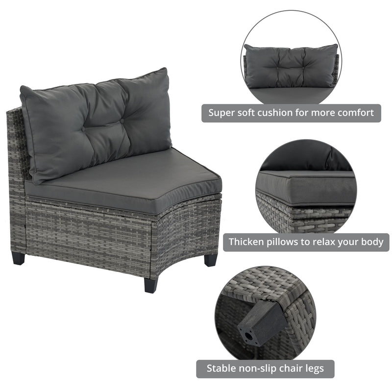 8-pieces Outdoor Wicker Round Sofa Set