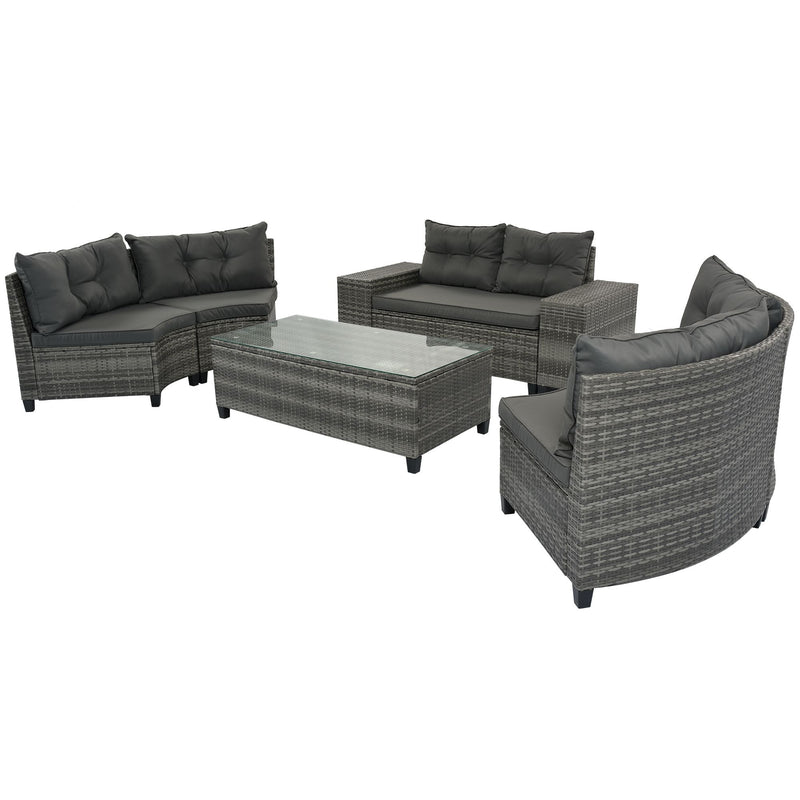 8-pieces Outdoor Wicker Round Sofa Set