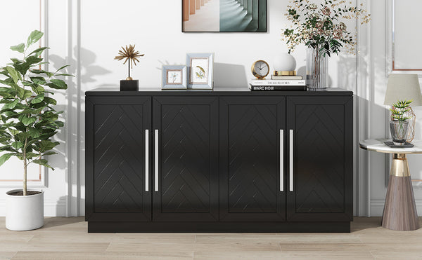 TREXM Sideboard with Adjustable Shelves and Silver Handles