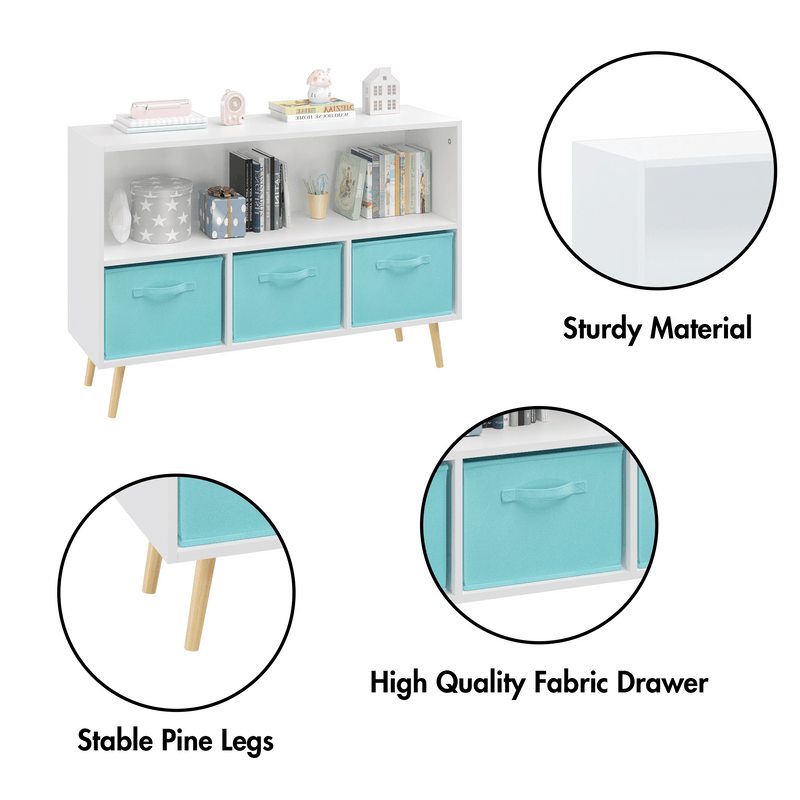 Kids bookcase with Collapsible Fabric Drawers