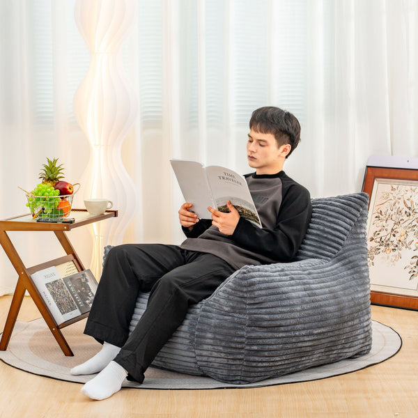 Oversized Comfy Gray Beanbag Lounge Lazy Floor Sofa