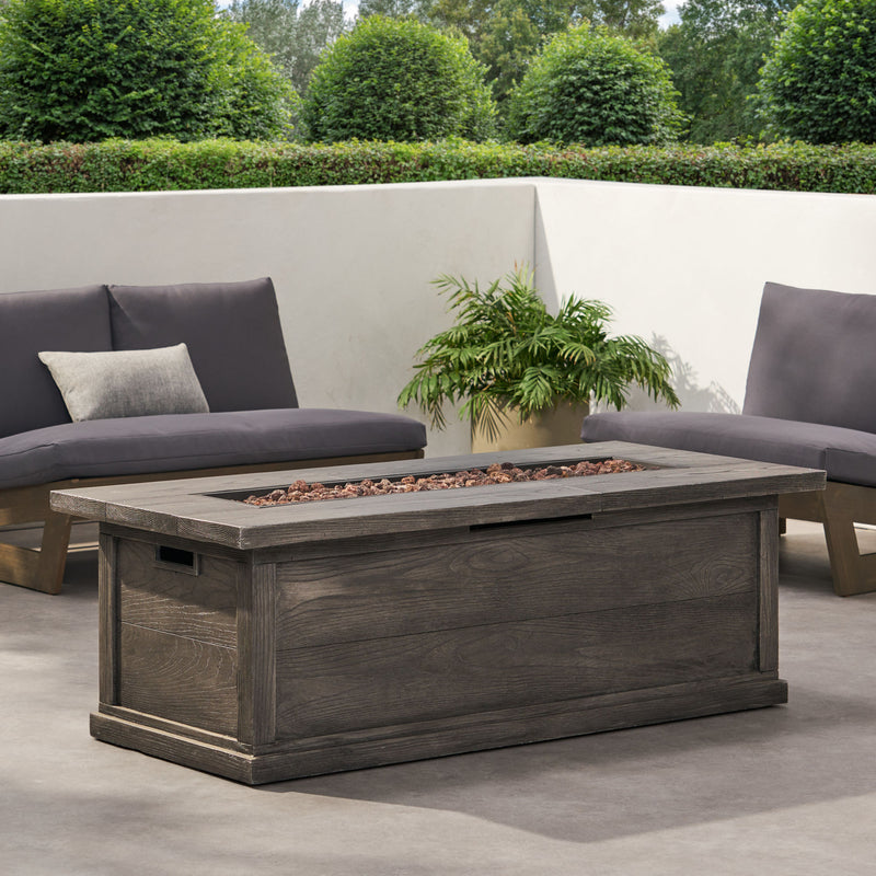 56'' WOOD RECTANGULAR MGO FIRE TABLE