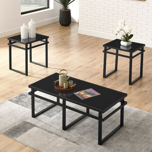 Modern Table Set with BLACK Glass Top