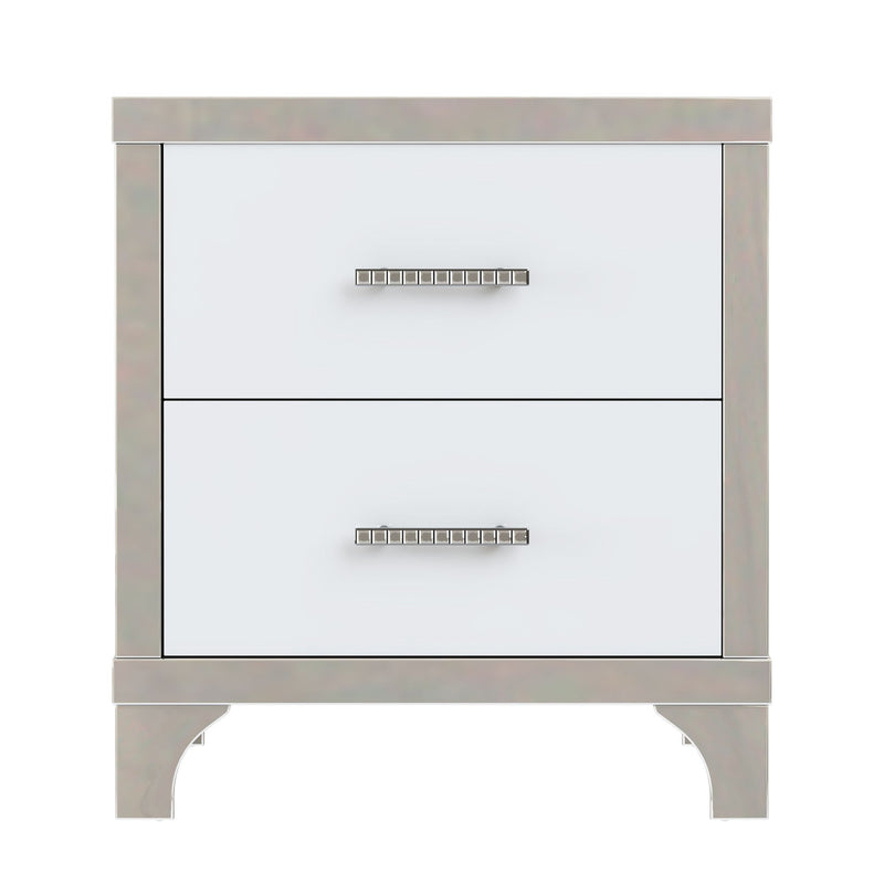 Elegant High Gloss Nightstand with Metal Handle,Mirrored Bedside Table with 2 Drawers for Bedroom,Living Room