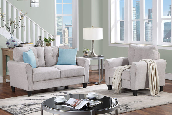 Modern Living Room Sofa Set Linen Upholstered