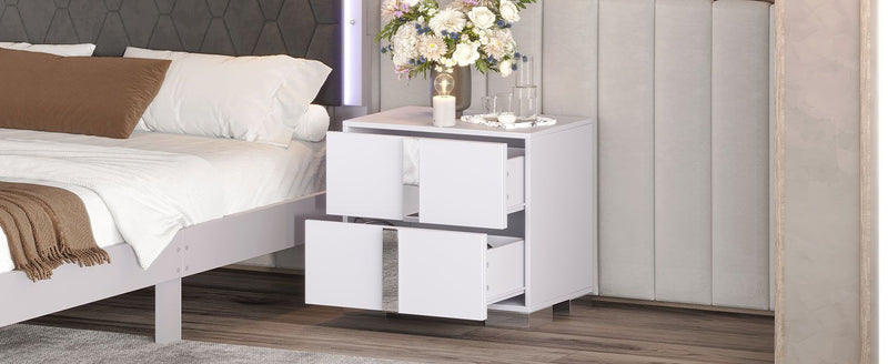 Elegant Nightstand with Mirrored Metal Handle