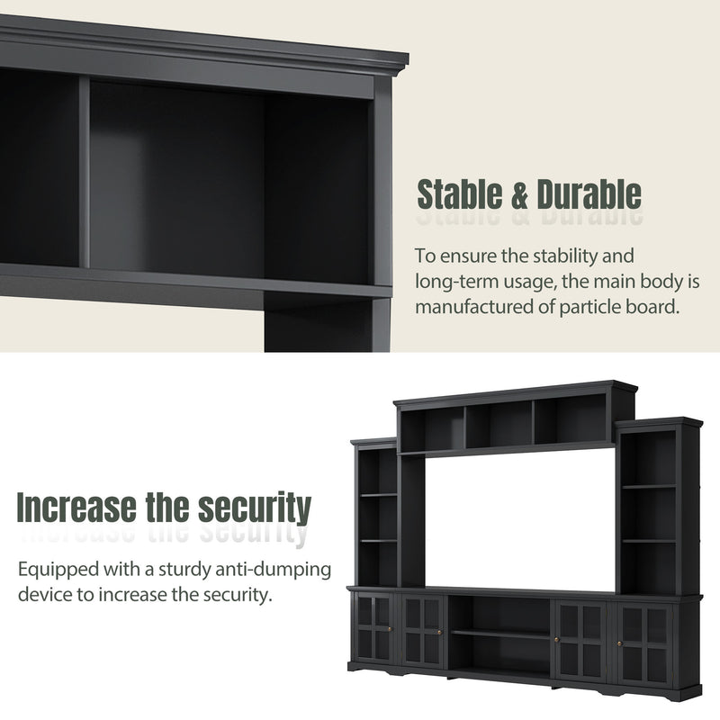 Entertainment Wall Unit With Tempered Glass Door