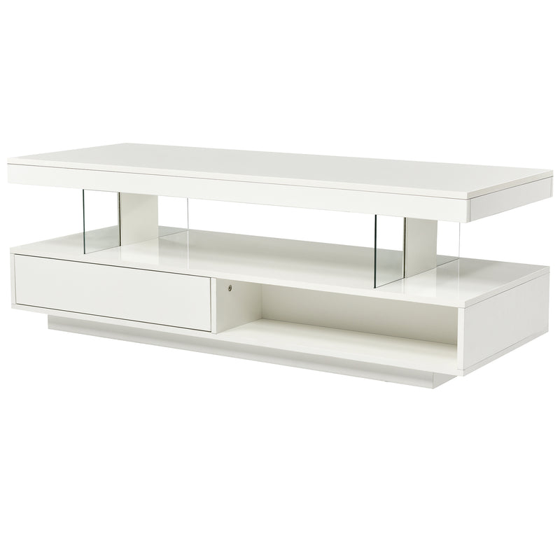 Modern LED Center Table with Display Shelves