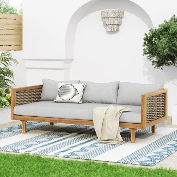 CLAREMONT 3 SEATER DAYBED WITH RATTAN ARMS