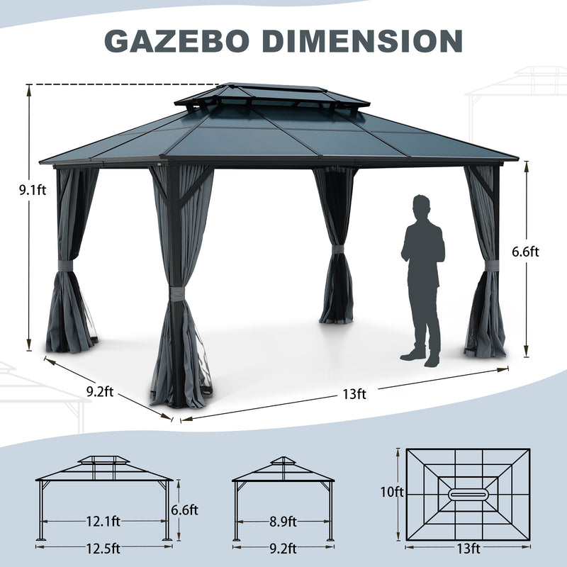 Patio Gazebo with Netting & Curtains