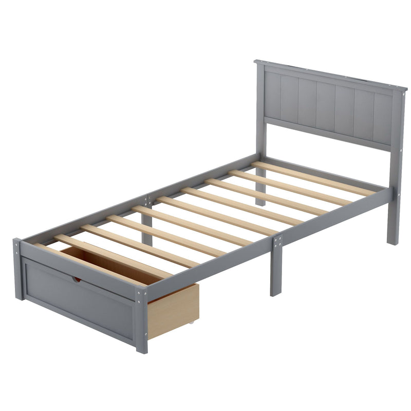 Twin Platform Bed with Under bed Drawers