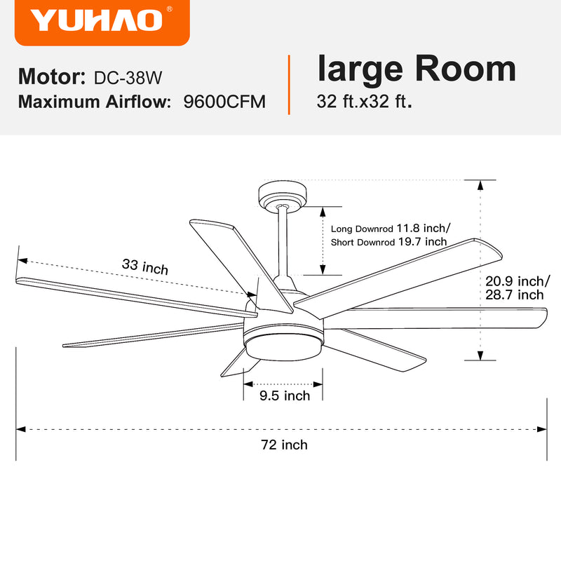 Farmhouse Ceiling Fan with Plywood Blades for Dining Room