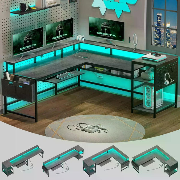 LED L-shaped Gaming Table