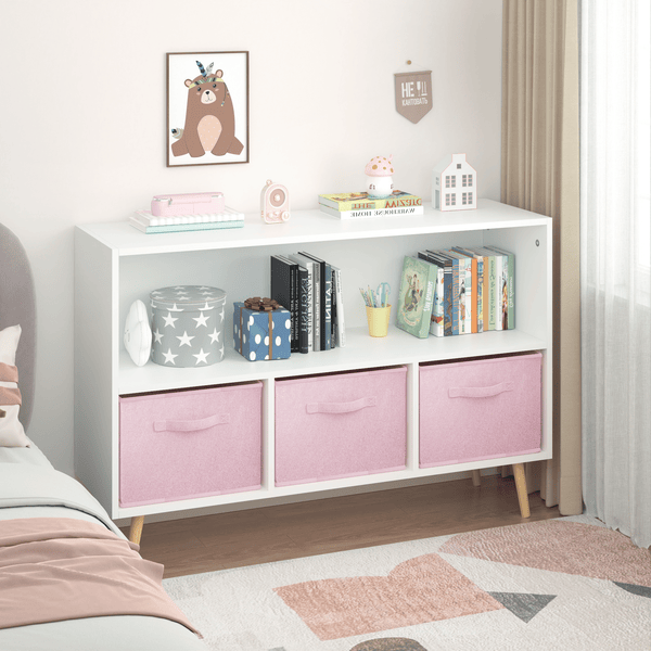 Kids bookcase with Collapsible Fabric Drawers