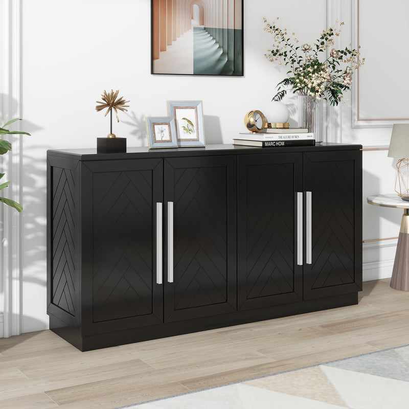 TREXM Sideboard with Adjustable Shelves and Silver Handles