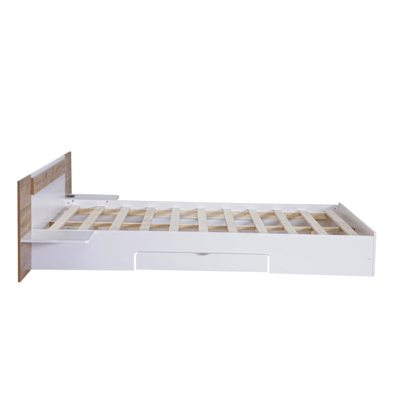 Queen Size Platform Bed with Headboard, Drawers, Shelves, USB Ports and Sockets