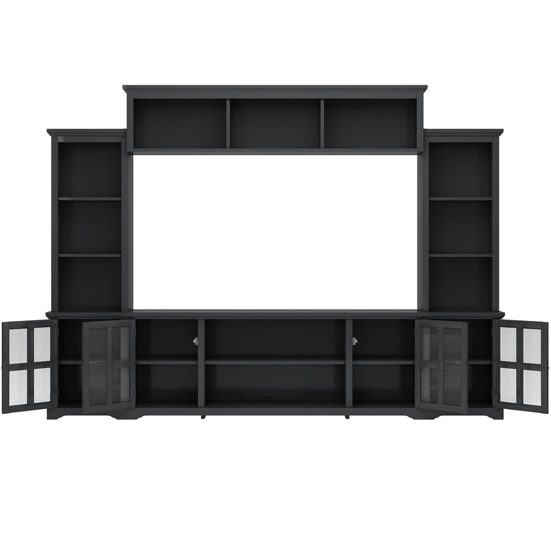 Entertainment Wall Unit With Tempered Glass Door