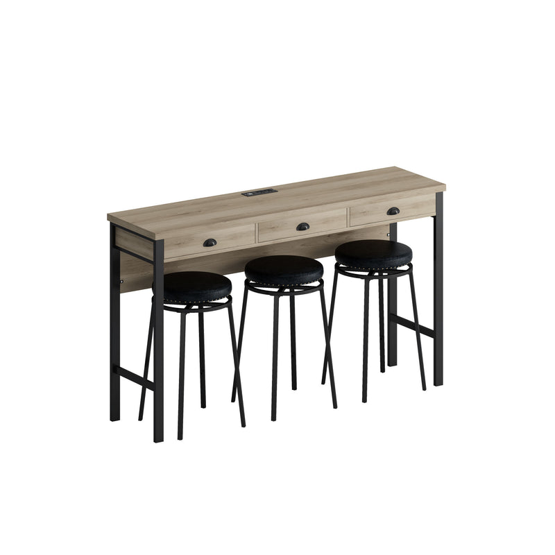 Bar Kitchen Table Set with Circular PU Stools