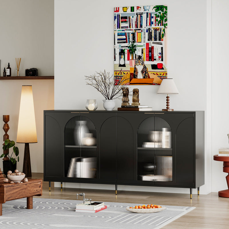 Accent Cabinet Black Lacquered Wood