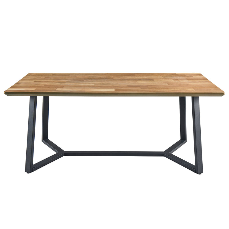 Wood Coffee Table Rectangle with Sturdy Metal Frame and Wood Finish