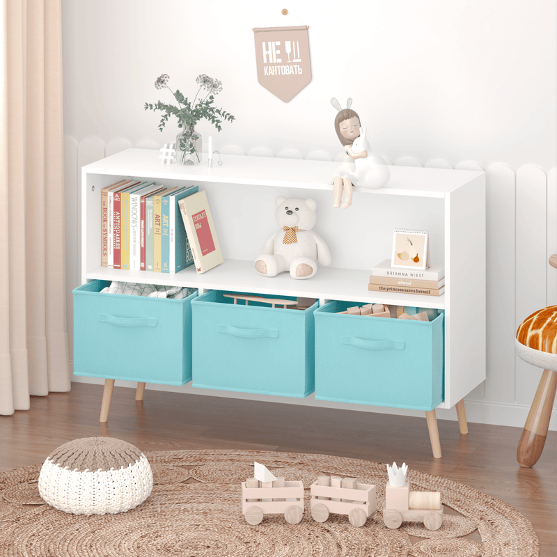 Kids bookcase with Collapsible Fabric Drawers