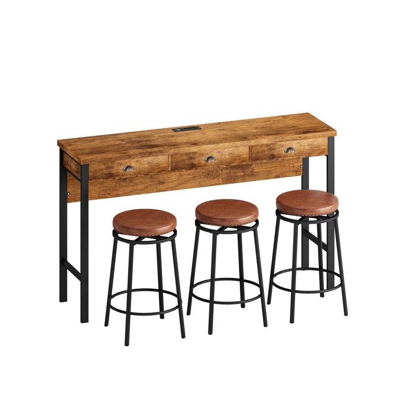 Bar Kitchen Table Set with Circular PU Stools