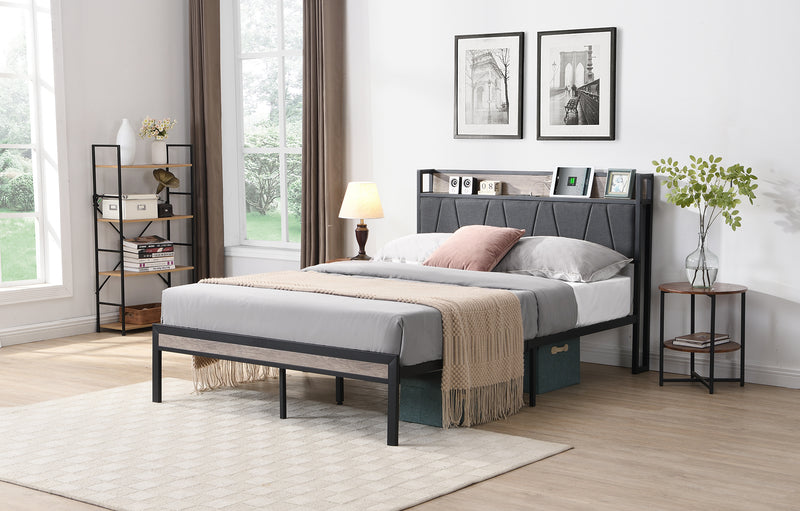 Queen Size Metal Platform Bed Frame with Easy Assemble