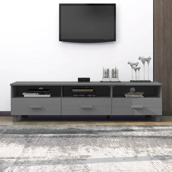 HAMAR TV Stand Dark Gray 62.2"x15.7"x15.7" Solid Wood Pine