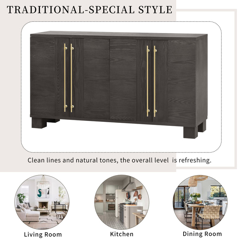 Traditional Style Sideboard with Gold Handles