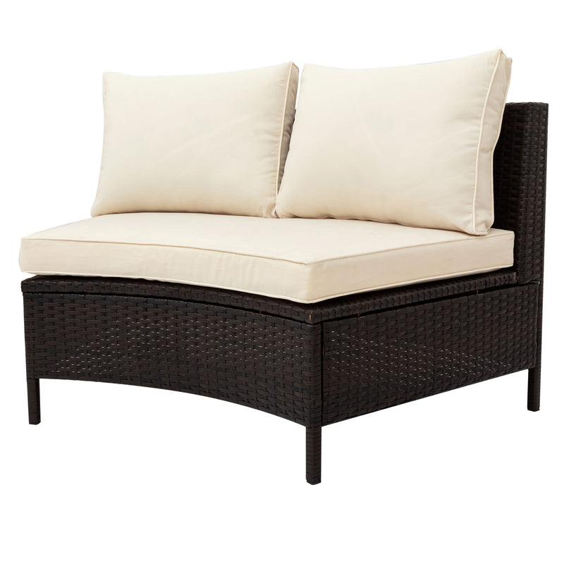 Wicker Sofa with Tempered Glass Table