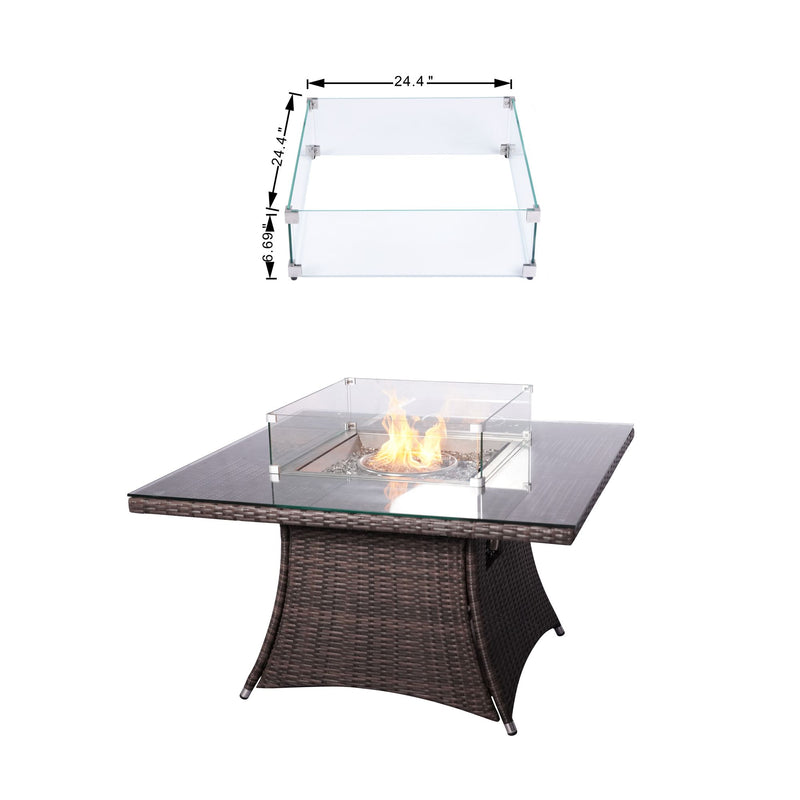 Outdoor Rattan 50,000BTU Propane Gas Fire Pit Table