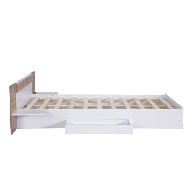 Queen Size Platform Bed with Headboard, Drawers, Shelves, USB Ports and Sockets