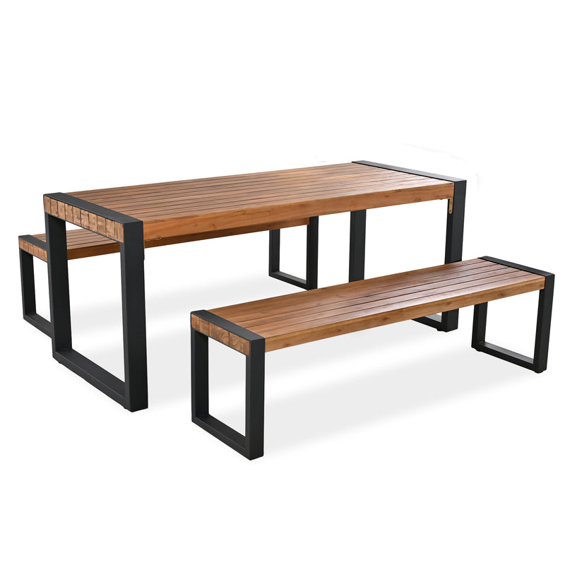 Outdoor Dining Table With 2 Benches