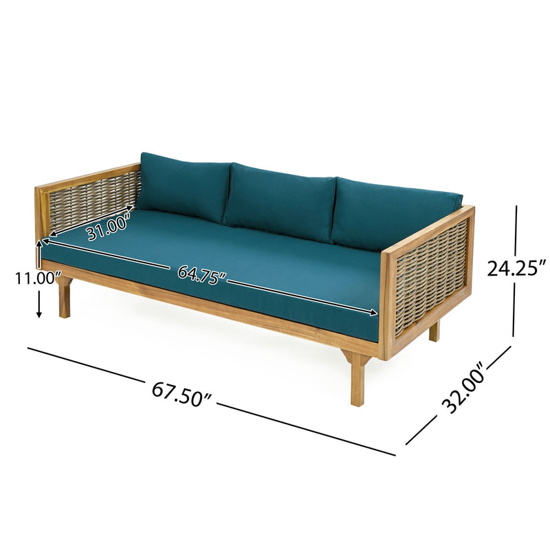 CLAREMONT 3 SEATER DAYBED WITH RATTAN ARMS