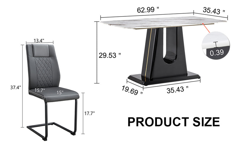 minimalist dining table set imitation marble tabletop