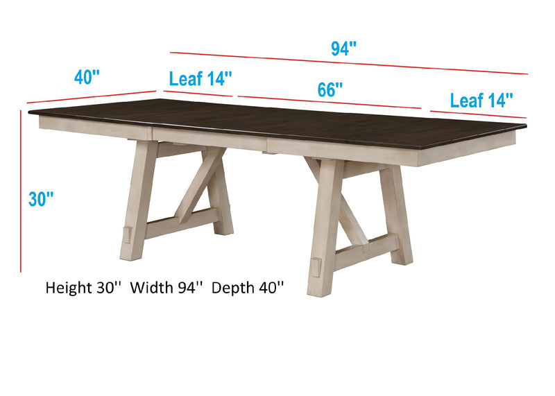 6pc Cottage Style Extendable Dining Table