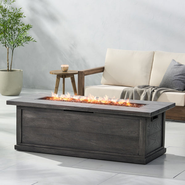 56'' WOOD RECTANGULAR MGO FIRE TABLE