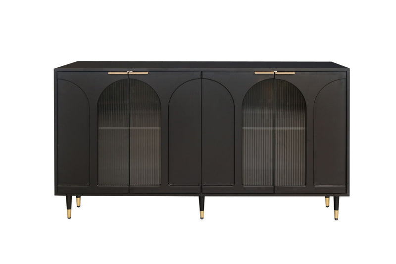 Accent Cabinet Black Lacquered Wood