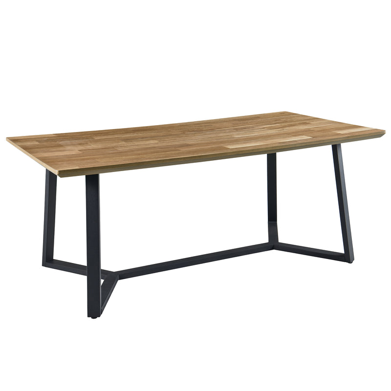 Wood Coffee Table Rectangle with Sturdy Metal Frame and Wood Finish