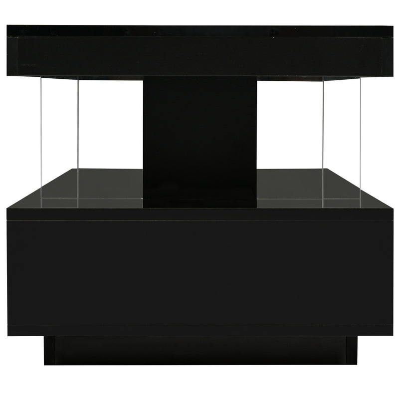 Modern LED Center Table with Display Shelves