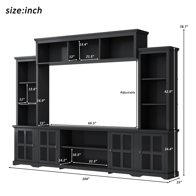 Entertainment Wall Unit With Tempered Glass Door